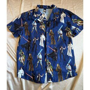 NEW Star Wars‎ Cakeworthy Short Sleeve Button Up Shirt 2XL Skywalker Darth Vader